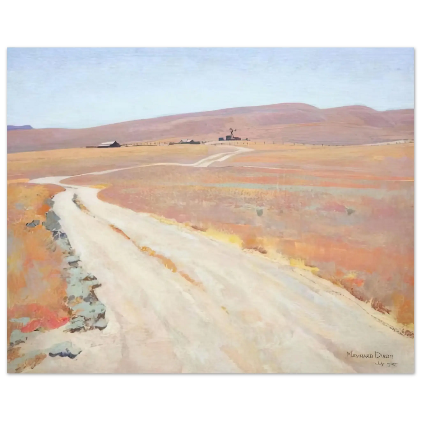 Maynard Dixon - ABANDONED RANCH 1935 Wall art - 13x18 cm / 5x7 Inches - Premium Wooden Framed Poster With Fine Art Paper - Black frame