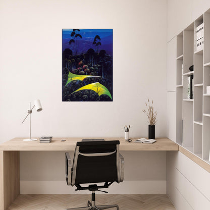Inland from the Sea - Eyvind Earle Brushed Aluminum Print - 70x100 cm / 28x40 inches | Eyvind Earle Aluminum Print | Eyvind Earle Prints