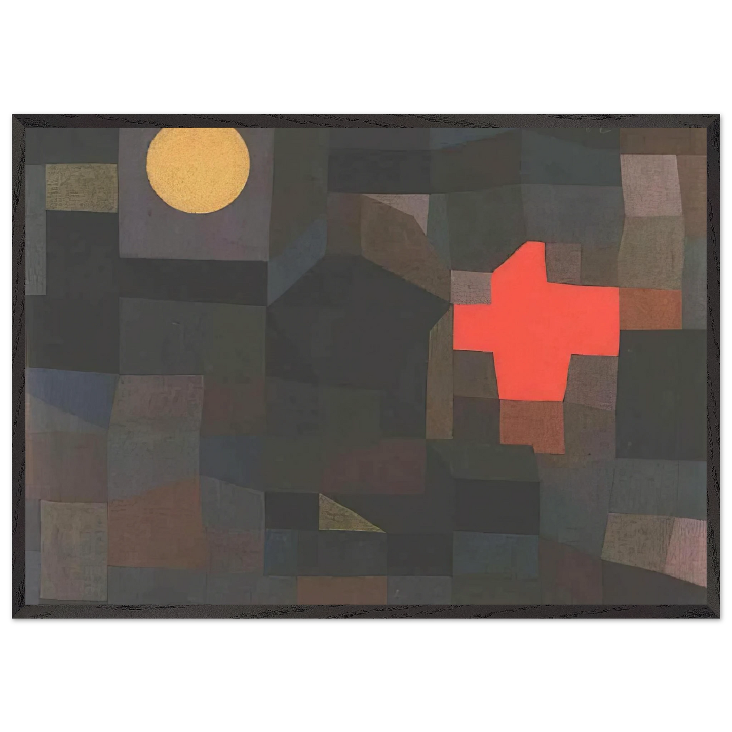 FIRE FULL MOON 1933 - Paul Klee 70x100 cm / 28x40 inches Framed Art Print – Black Wooden Frame