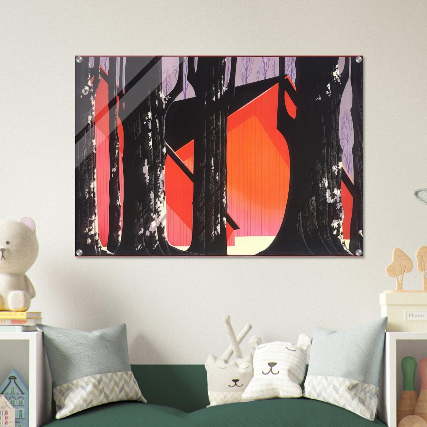 Winter Barnyard - Eyvind Earle Acrylic Print - 70x100 cm / 28x40″ inches