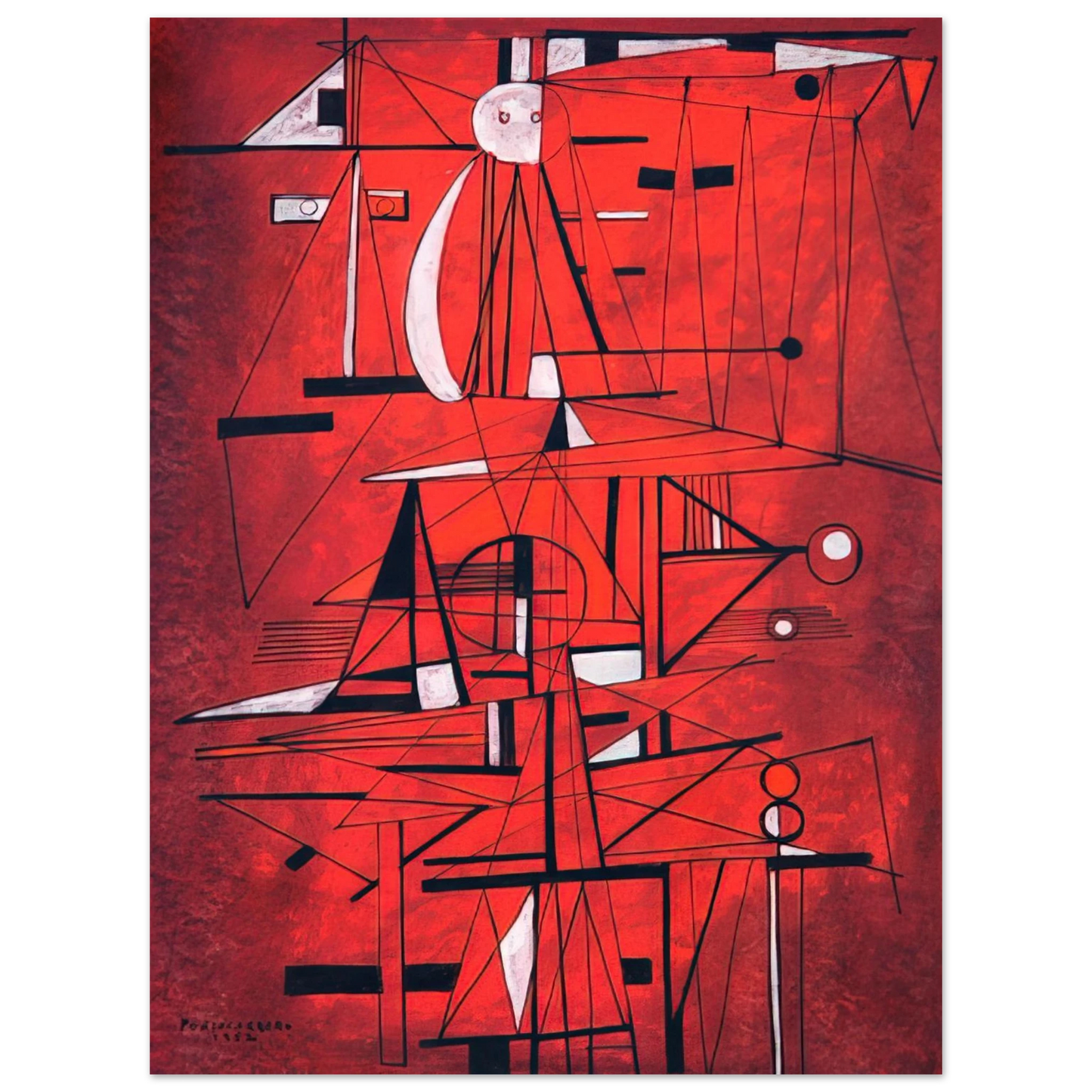 Rene Portocarrero - COMPOSITION 1952  75x100 cm / 30x40inches Fine Art Poster