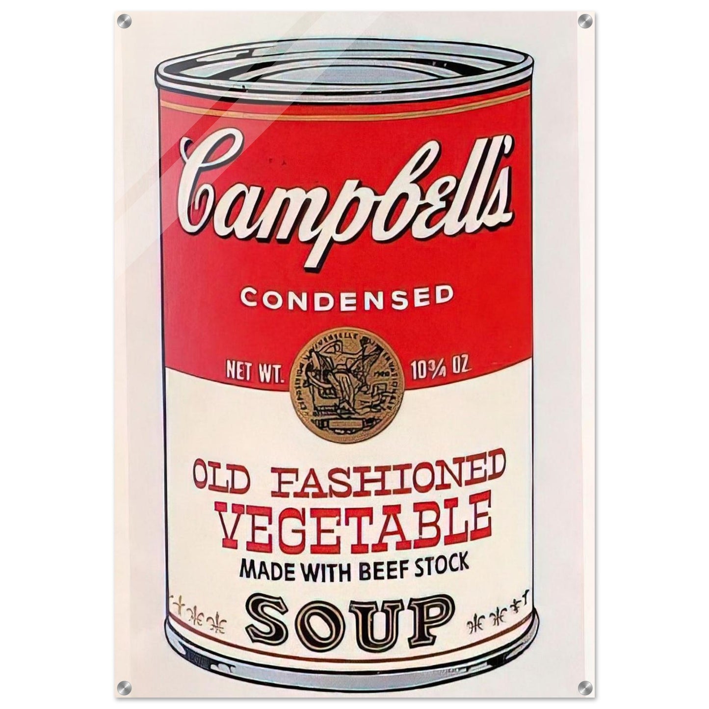 Campbell's Soup Can  Old Fashioned Vegetable  - Andy Warhol Acrylic Print - 70x100 cm / 28x40″ inches