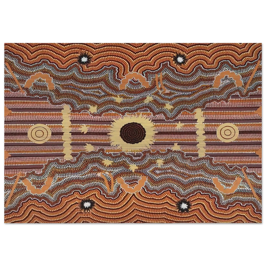 Untitled - 1990 - Clifford Possum Tjapaltjarri Brushed Aluminum Print - 70x100 cm / 28x40 inches | Clifford Possum Tjapaltjarri Aluminum Print | Clifford Possum Tjapaltjarri Prints