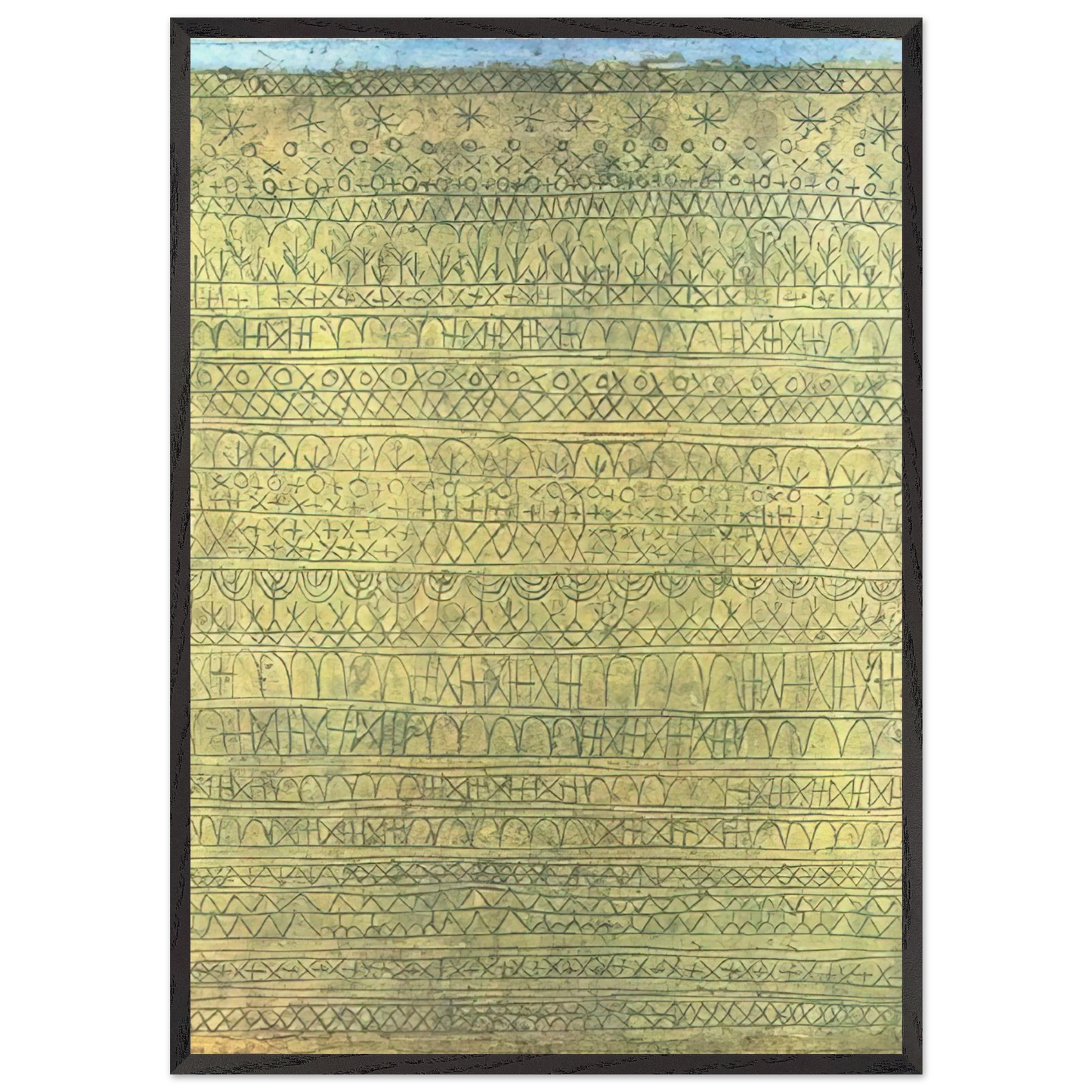 PASTORAL RHYTHMS 1927 - Paul Klee 70x100 cm / 28x40 inches Framed Art Print – Black Wooden Frame