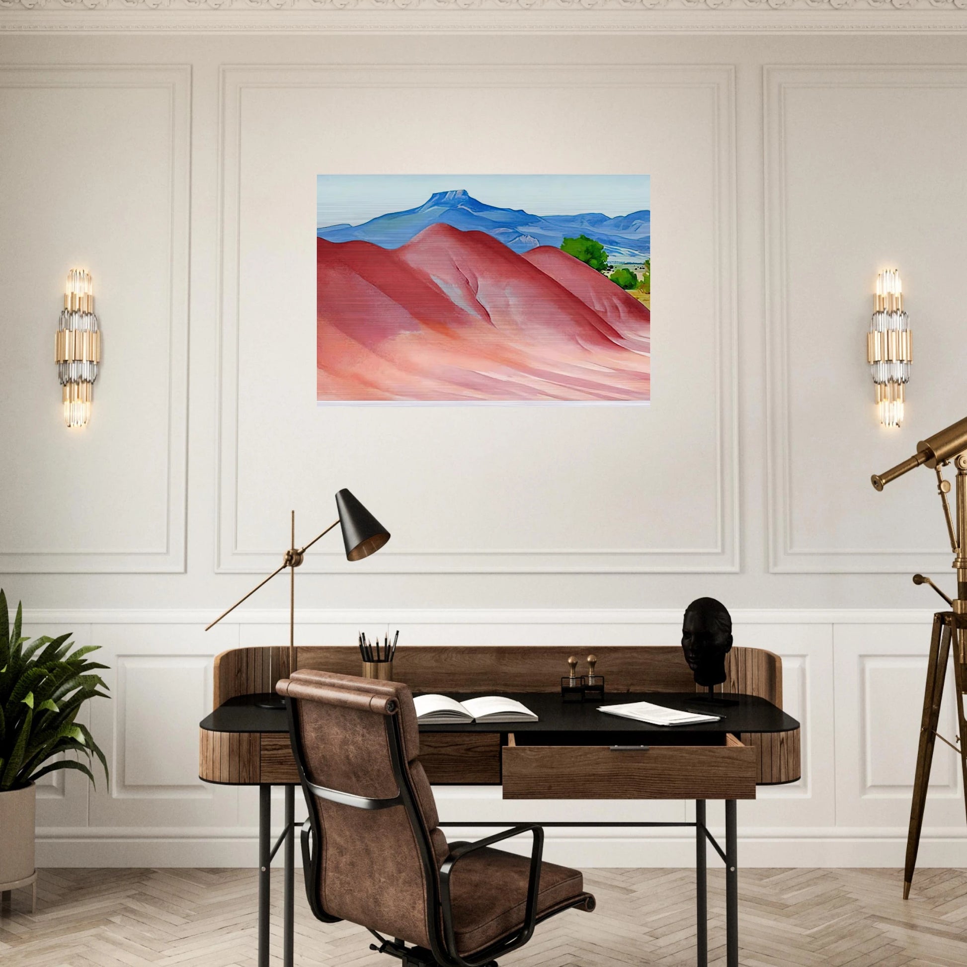 Red Hills and Pedernal - Georgia O'Keeffe Brushed Aluminum Print - 70x100 cm / 28x40 inches | Georgia O'Keeffe Aluminum Print | Georgia O'Keeffe Prints