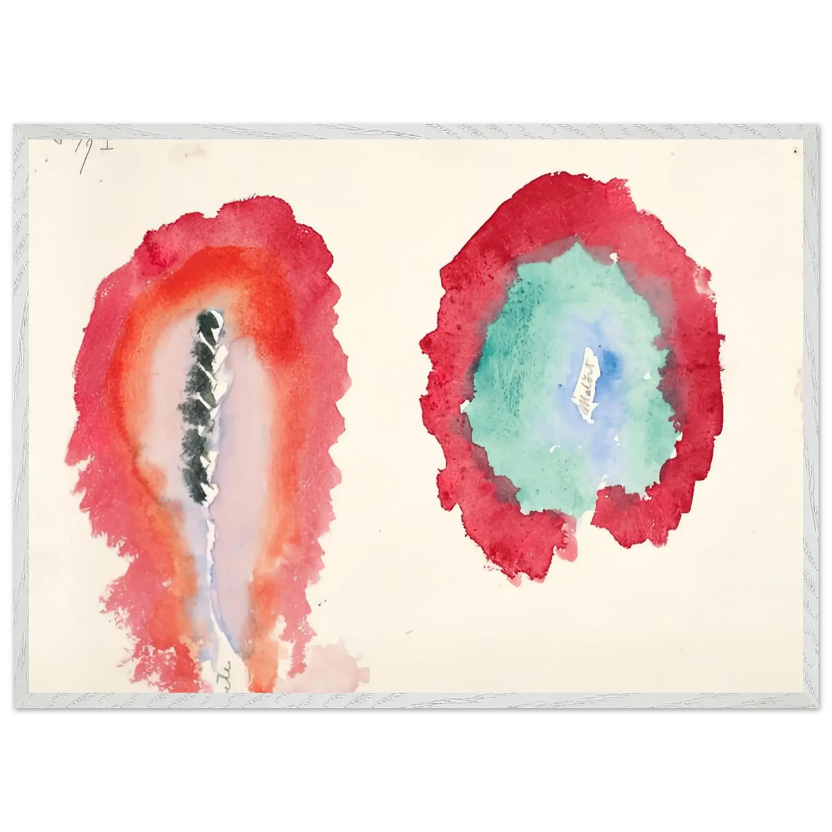 Hilma af Klint - WHEAT AND WORMWOOD 1922 Wall art - 21x29.7 cm / 8x12" - Premium Wooden Framed Poster With Fine Art Paper - White frame