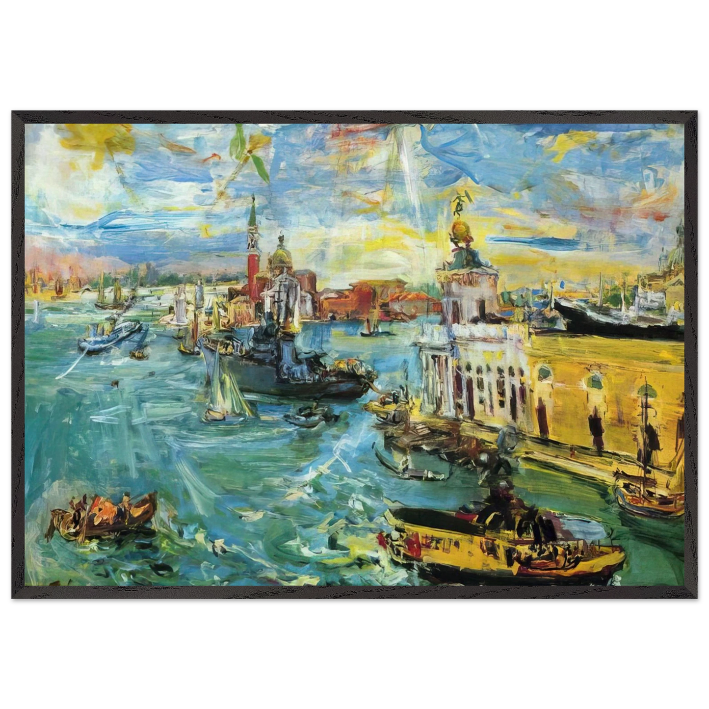 VENICE DOGANA 1948 - OSKAR KOKOSCHKA 70x100 cm / 28x40 inches Framed Art Print – Black Wooden Frame