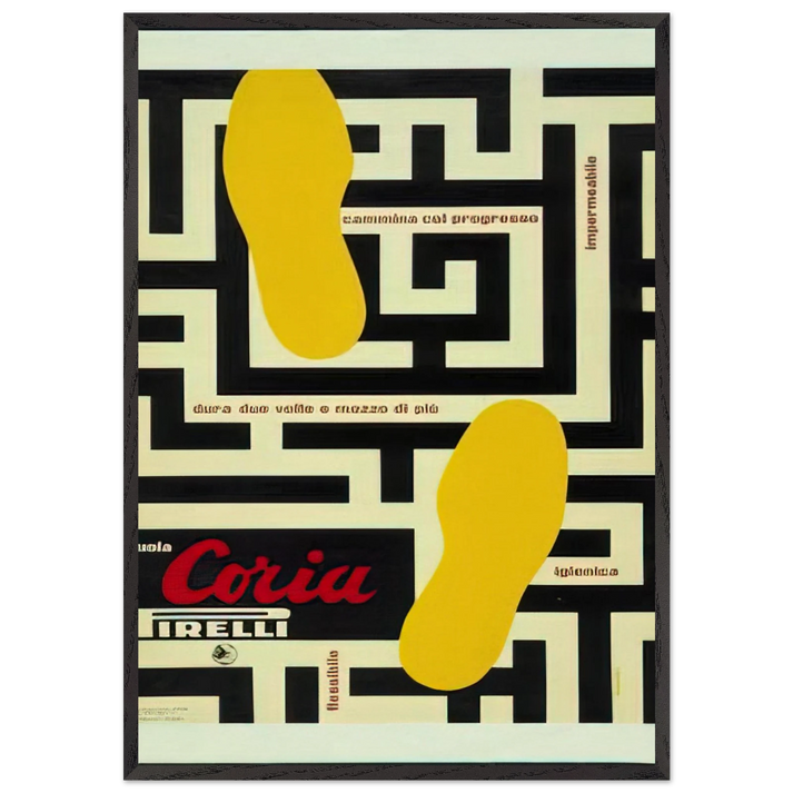 Pirelli Suola Coria - 1953 - Bruno Munari 70x100 cm / 28x40 inches Framed Art Print – Black Wooden Frame