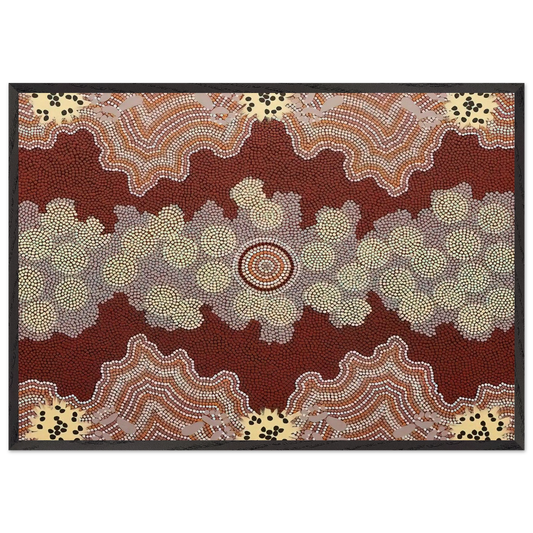 Malaka Honey Ant Dreaming - 1992 - Clifford Possum Tjapaltjarri 70x100 cm / 28x40 inches Framed Art Print – Black Wooden Frame