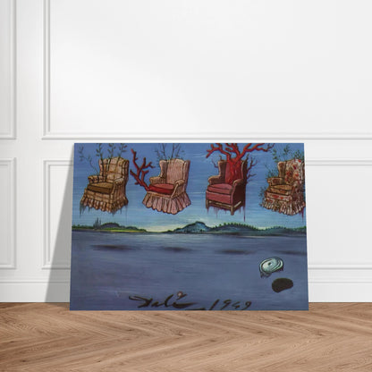 FOUR ARMCHAIRS IN THE SKY - Salvador Dali Brushed Aluminum Print - 70x100 cm / 28x40 inches | Salvador Dali Aluminum Print | Salvador Dali Prints