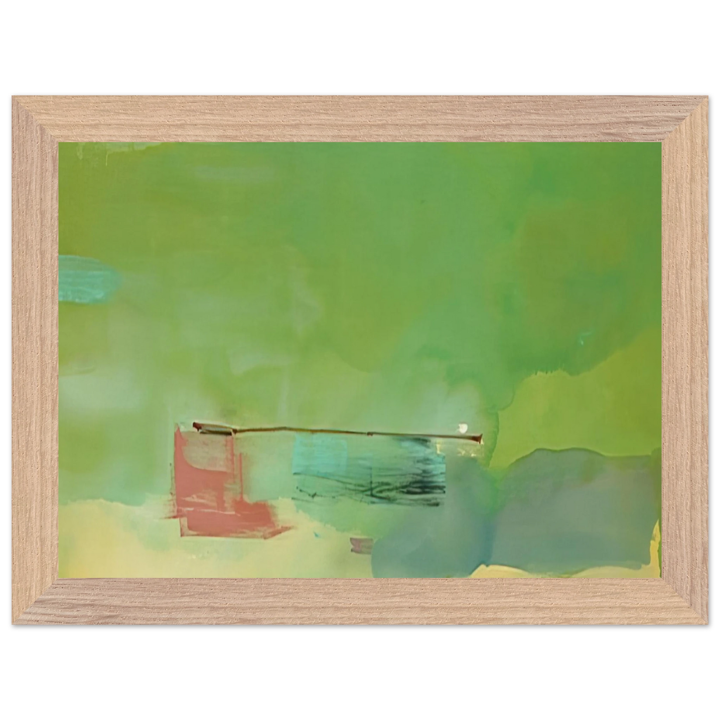 Helen Frankenthaler - Springscape - 1975 Wall art - 28x43  cm / XL (11x17 inches) - Premium Wooden Framed Poster With Fine Art Paper-canvas - Wood frame