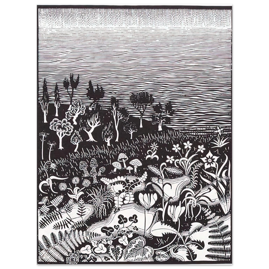 MC Escher - THE 3RD DAY OF THE CREATION Wall Art - 21x29.7 cm / 8x12" - Fine Art Poster-canvas - -