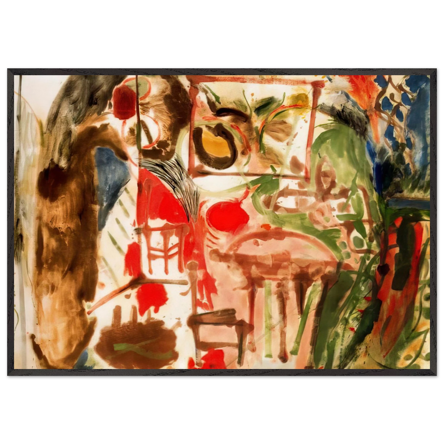 Helen Frankenthaler - Interior - 1957 Wall art - 27x35 cm / 11x14 inches - Premium Wooden Framed Poster With Fine Art Paper-canvas - Wood frame