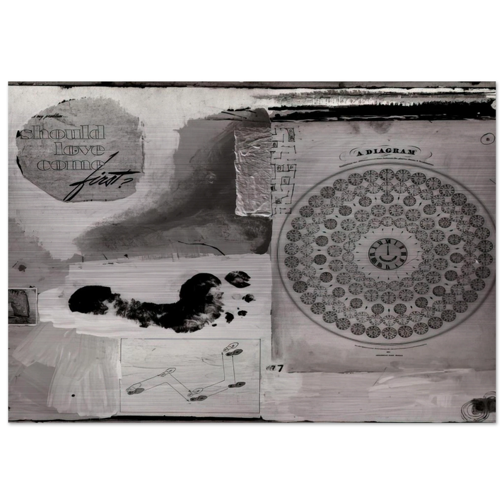 SHOULD LOVE COME FIRST 1951 - Robert Rauschenberg Brushed Aluminum Print - 70x100 cm / 28x40 inches | Robert Rauschenberg Aluminum Print | Robert Rauschenberg Prints