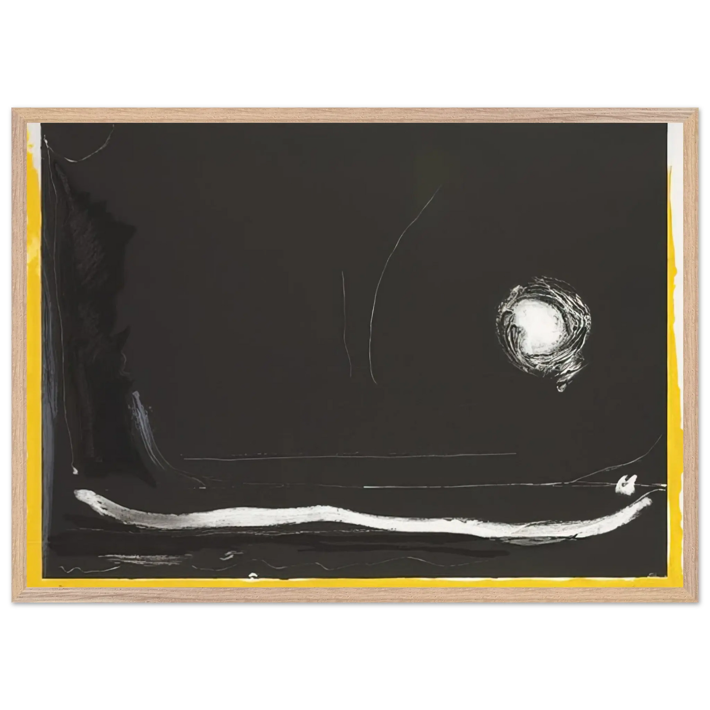 Helen Frankenthaler - Yellow Jack - 1985 Wall art - 21x29.7 cm / 8x12" - Premium Wooden Framed Poster With Fine Art Paper - Black frame