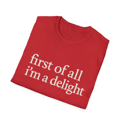 „Zuallererst bin ich eine Freude“-Shirt, lustiges T-Shirt mit Spruch für Frauen, freches T-Shirt mit witzigem Grafikdruck, Geschenkidee für die beste Freundin