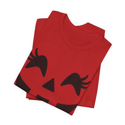 Jack O'Lantern Gesicht Kürbis Wimpern Halloween Damen Mädchen T-Shirt