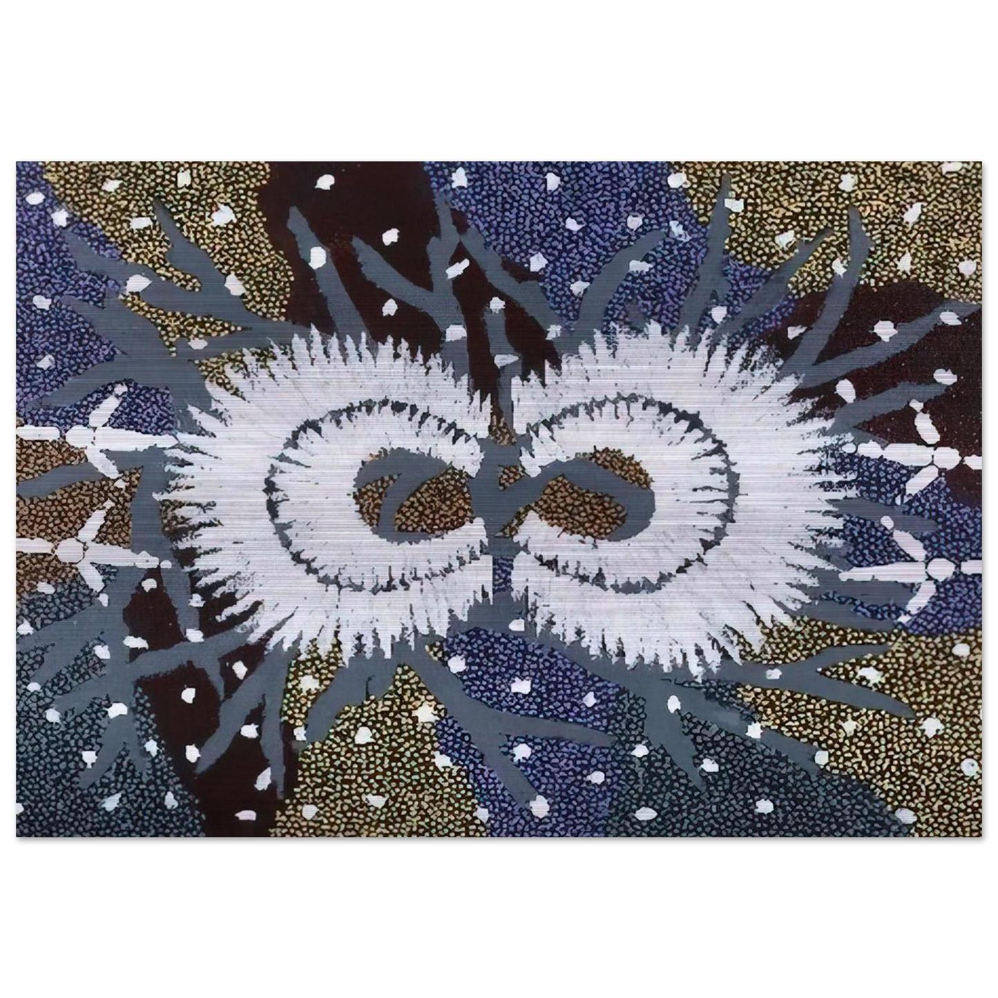 Eagle Dreaming - 1999 - Clifford Possum Tjapaltjarri Brushed Aluminum Print - 70x100 cm / 28x40 inches | Clifford Possum Tjapaltjarri Aluminum Print | Clifford Possum Tjapaltjarri Prints