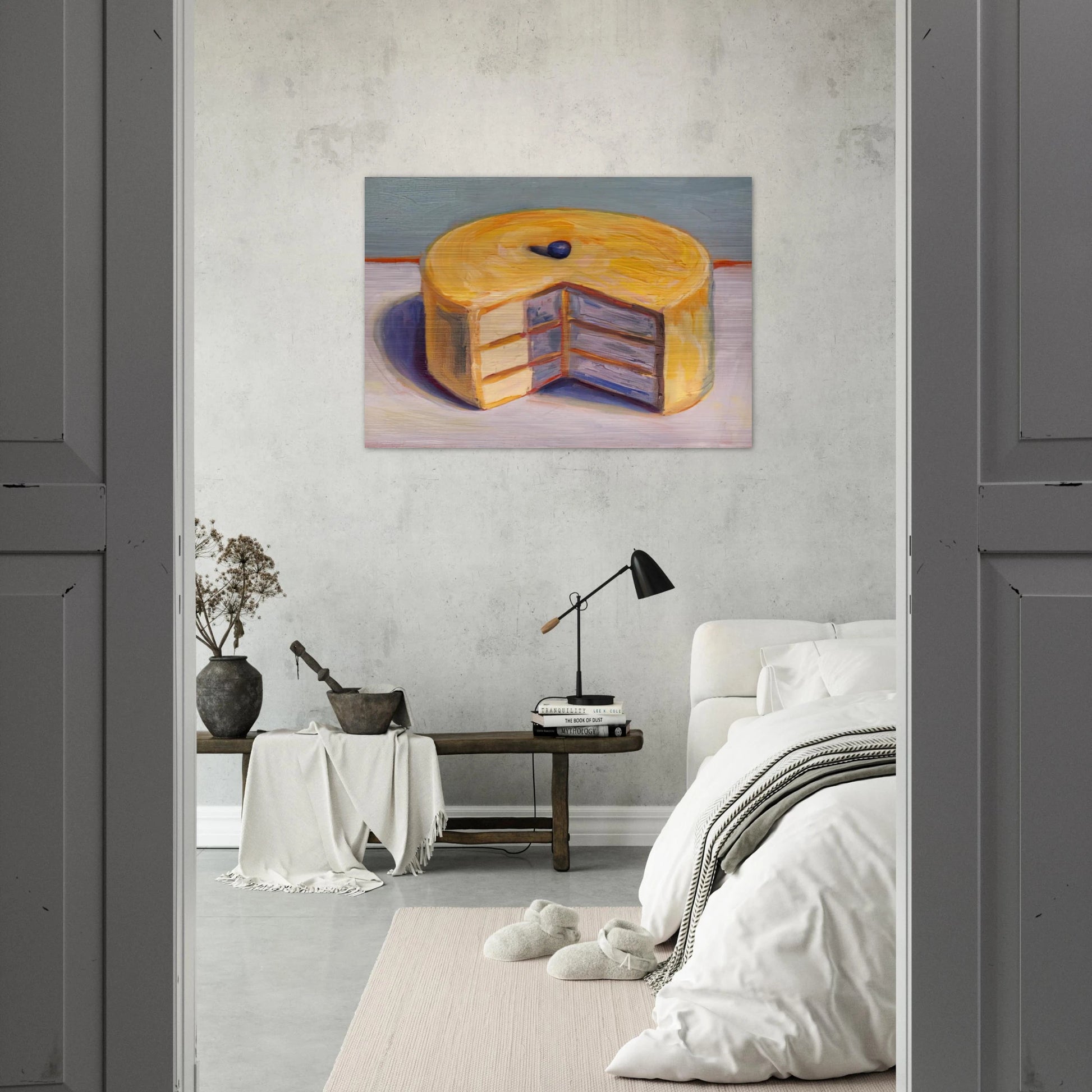 Lemon Cake - 1964 - Wayne Thiebaud Brushed Aluminum Print - 70x100 cm / 28x40 inches | Wayne Thiebaud Aluminum Print | Wayne Thiebaud Prints