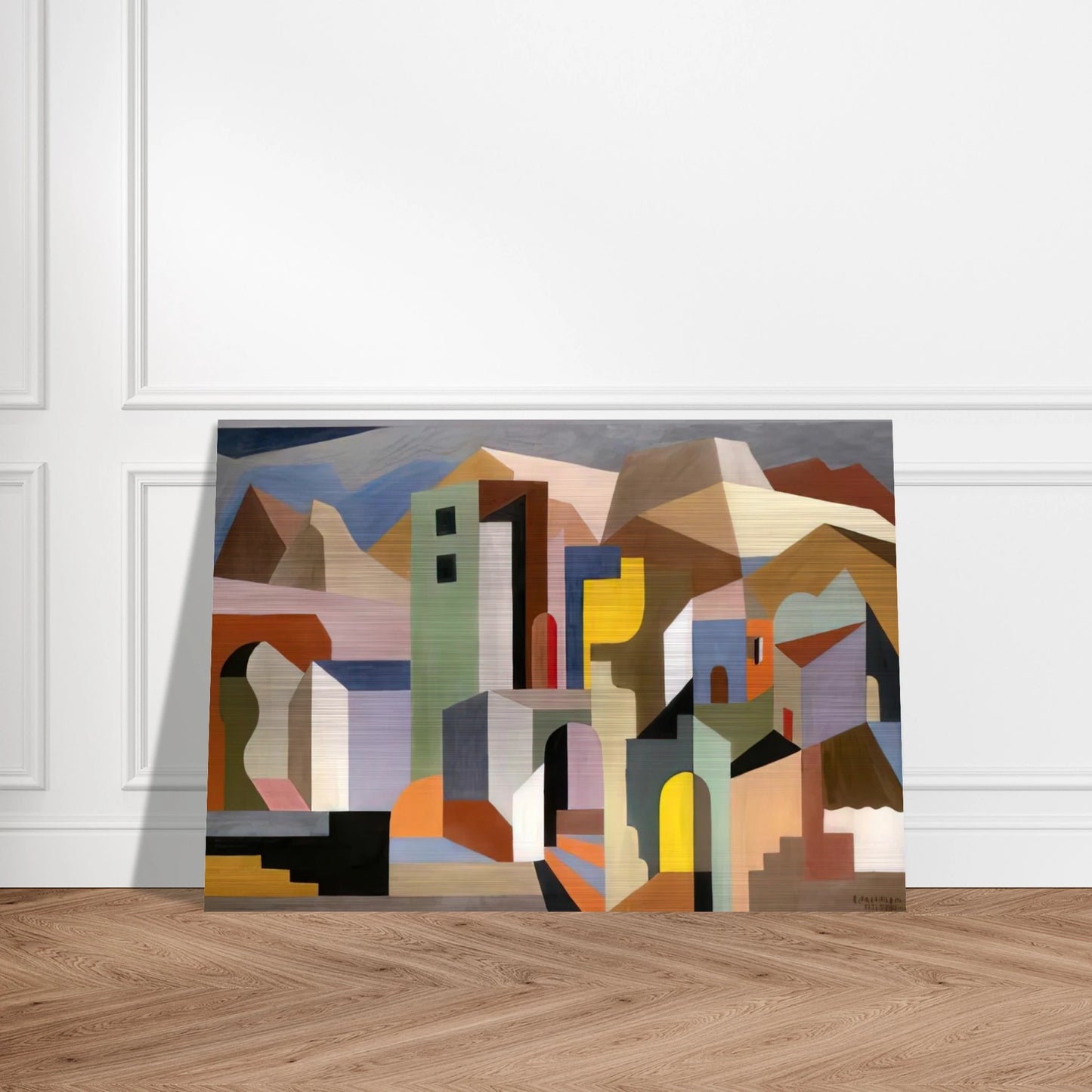 ARCHITECTURAL FORM OF FUTURE IDEAL LANDSCAPE 1921 - Enrico Prampolini Brushed Aluminum Print - 70x100 cm / 28x40 inches | Enrico Prampolini Aluminum Print | Enrico Prampolini Prints