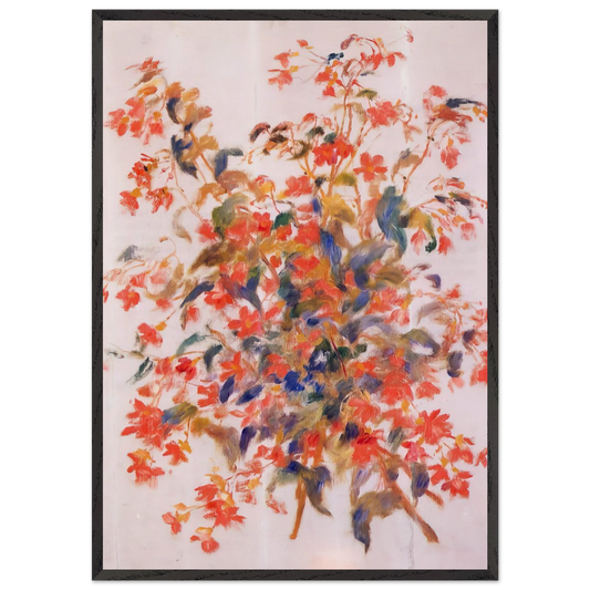 Still Life with Fuscias - Pierre-Auguste Renoir 70x100 cm / 28x40 inches Framed Art Print – Black Wooden Frame