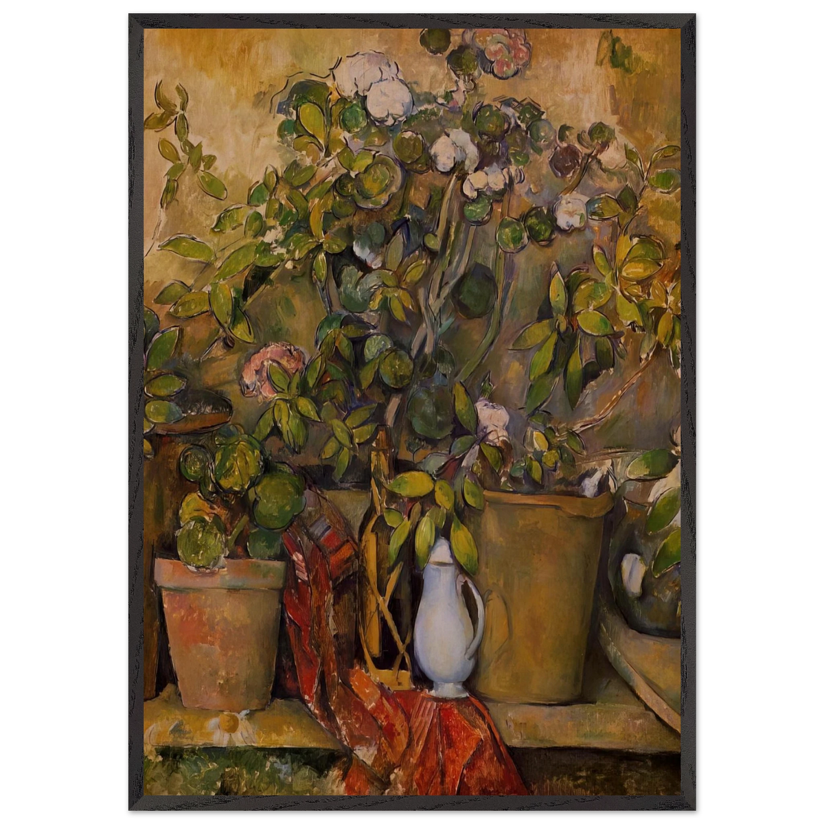 Potted Plants - Paul Cezanne 70x100 cm / 28x40 inches Framed Art Print – Black Wooden Frame