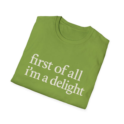 „Zuallererst bin ich eine Freude“-Shirt, lustiges T-Shirt mit Spruch für Frauen, freches T-Shirt mit witzigem Grafikdruck, Geschenkidee für die beste Freundin