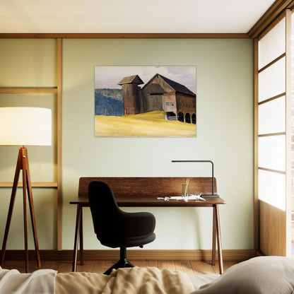 Barn and Silo, Vermont - Edward Hopper Brushed Aluminum Print - 70x100 cm / 28x40 inches | Edward Hopper Aluminum Print | Edward Hopper Prints