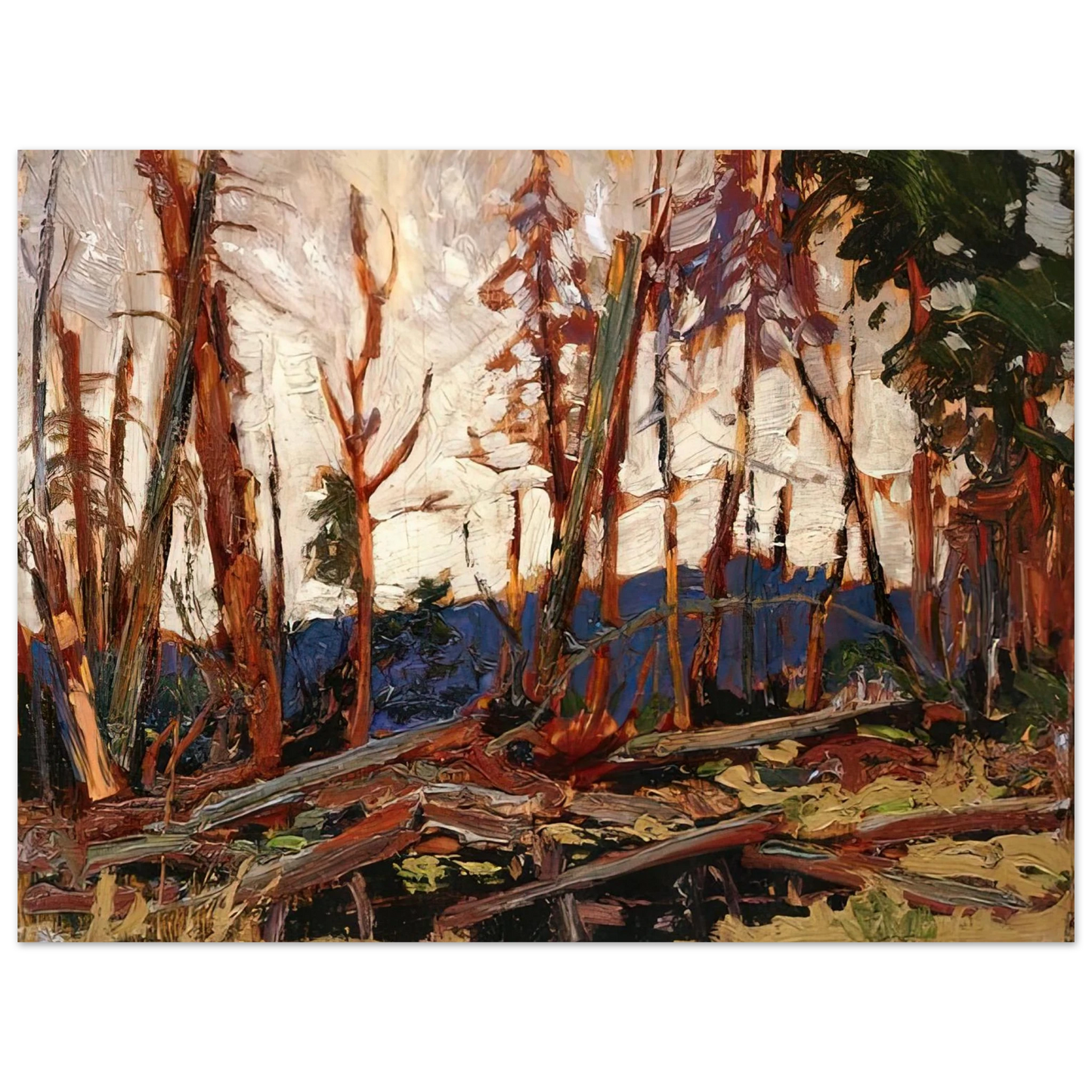 Tom Thomson - BURNT COUNTRY EVENING SKETCH FOR BURNT LAND 1914  75x100 cm / 30x40inches Fine Art Poster