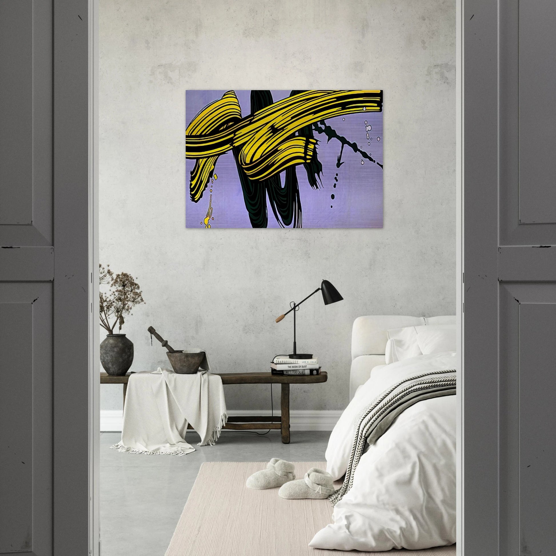 YELLOW AND GREEN BRUSHSTROKES 1966 - Roy Lichtenstein Brushed Aluminum Print - 70x100 cm / 28x40 inches | Roy Lichtenstein Aluminum Print | Roy Lichtenstein Prints