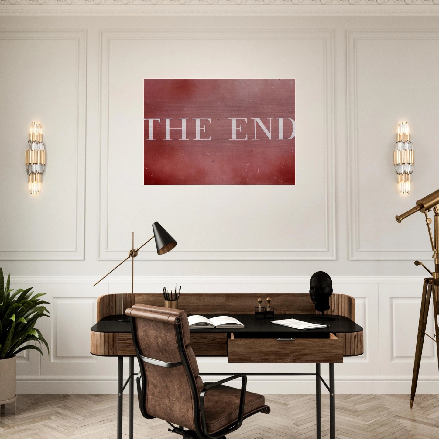 THE END 28 2003 - Edward Ruscha Brushed Aluminum Print - 70x100 cm / 28x40 inches | Edward Ruscha Aluminum Print | Edward Ruscha Prints