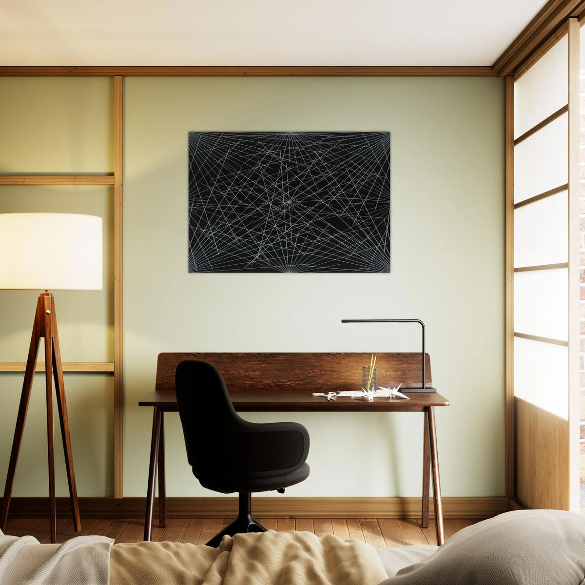 Lines From Corners, Sides  the Centre, to Points on a Grid - Sol LeWitt Brushed Aluminum Print - 70x100 cm / 28x40 inches | Sol LeWitt Aluminum Print | Sol LeWitt Prints
