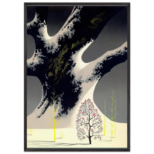 Winter Oak - Eyvind Earle 70x100 cm / 28x40 inches Framed Art Print – Black Wooden Frame