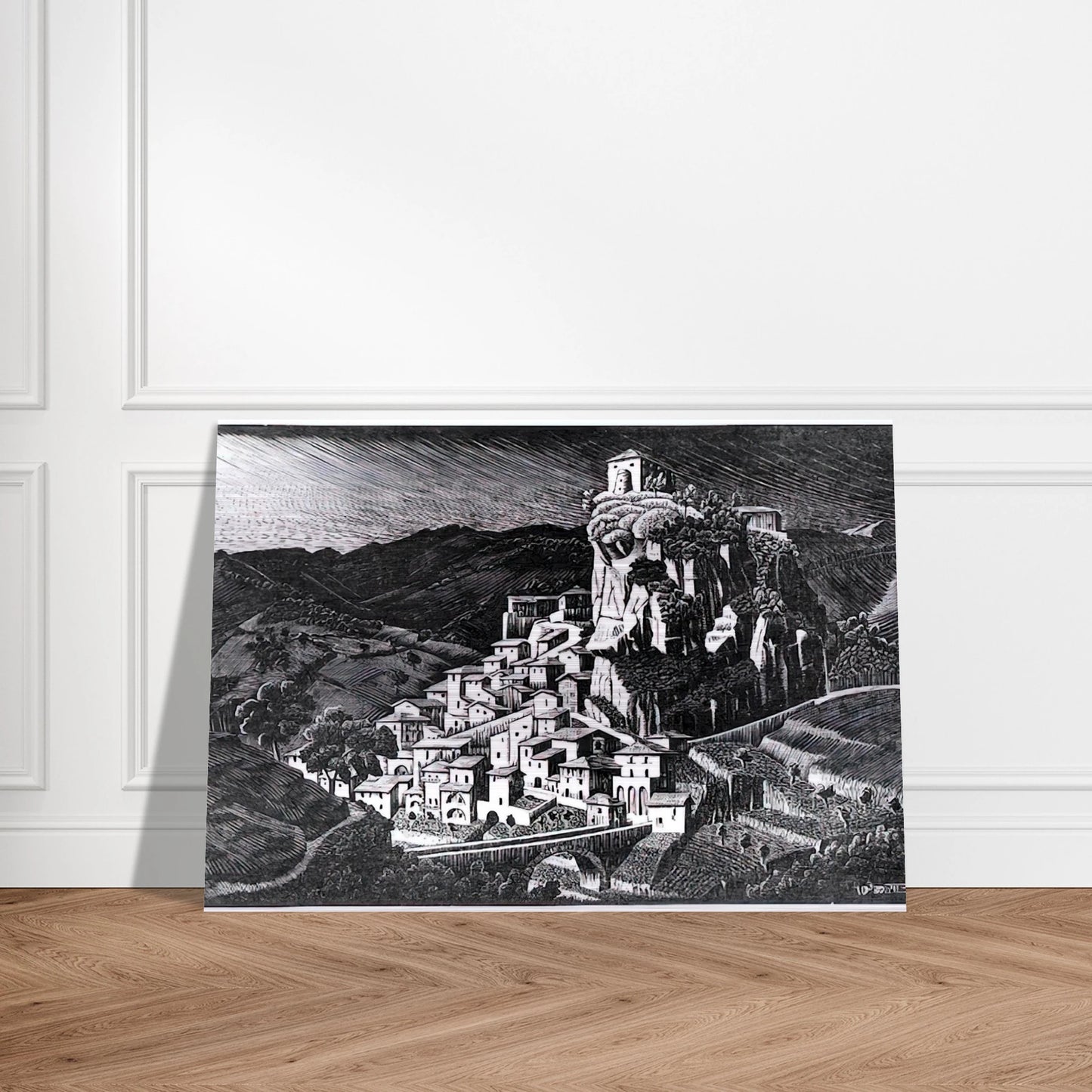 PALIZZI CALABRIA OCTOBER 1930 1930 - MC Escher Brushed Aluminum Print - 70x100 cm / 28x40 inches | MC Escher Aluminum Print | MC Escher Prints | Maurits Cornelis Escher Prints