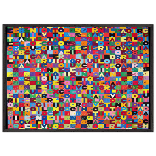 METTERE I VERBI ALL INFINITO MILLENOVECENTO OTTANTOTTO 1988 - Alighiero Boetti 70x100 cm / 28x40 inches Framed Art Print – Black Wooden Frame