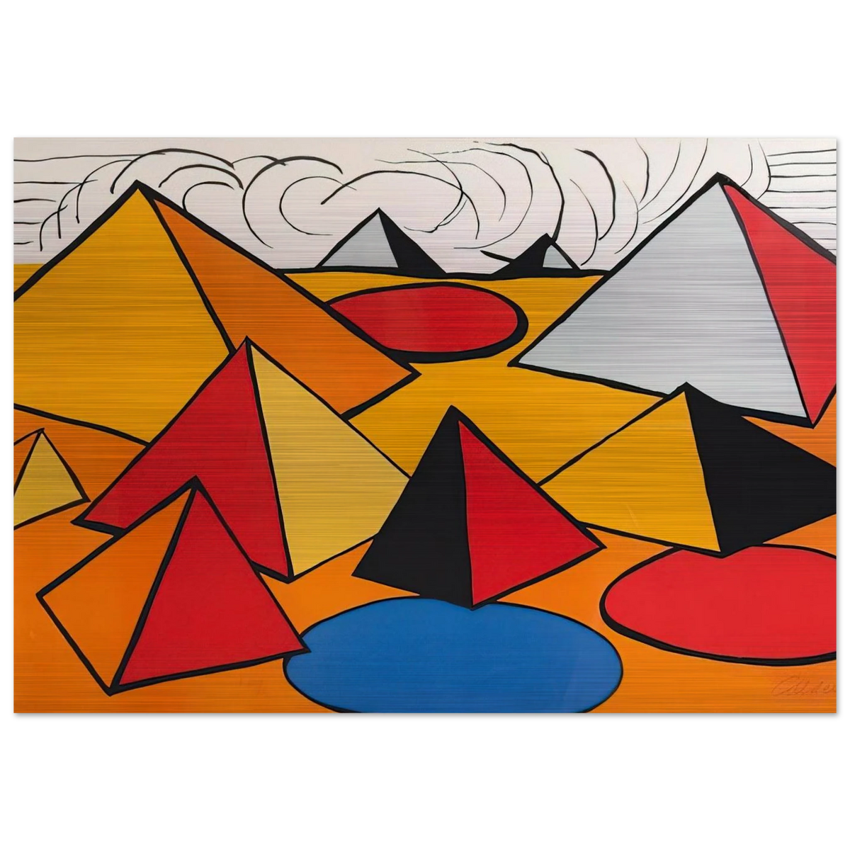 PRYAMIDS AND CLOUDS 1970 - Alexander Calder Brushed Aluminum Print - 70x100 cm / 28x40 inches | Alexander Calder Aluminum Print | Alexander Calder Prints