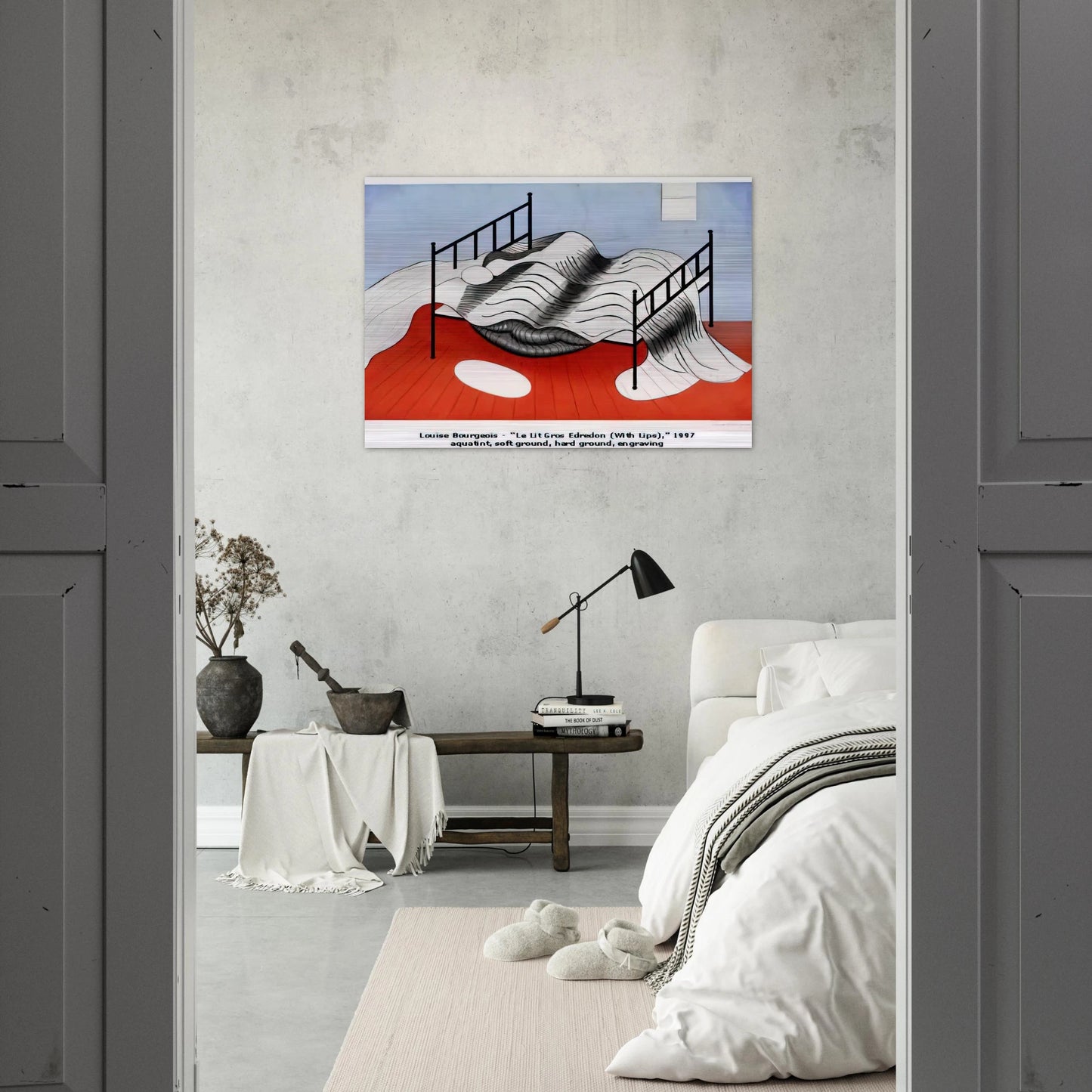 THE BIG BED WITH QUILT 1997 - Louise Bourgeois Brushed Aluminum Print - 70x100 cm / 28x40 inches | Louise Bourgeois Aluminum Print | Louise Bourgeois Prints
