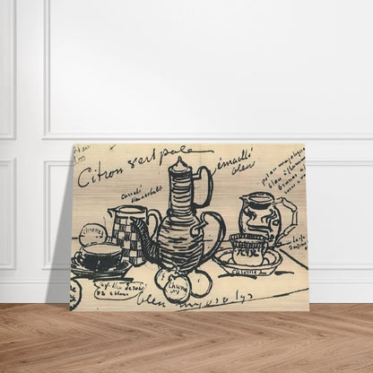 Still Life with Coffee Pot - Vincent van Gogh Brushed Aluminum Print - 70x100 cm / 28x40 inches | Vincent van Gogh Aluminum Print | Vincent van Gogh Prints