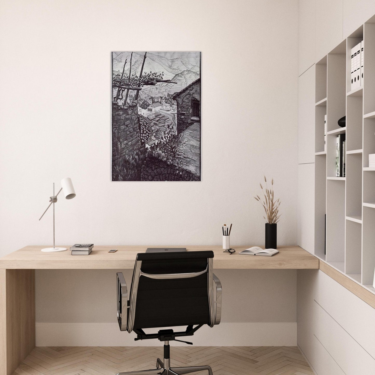THE HAMLET OF TURELLO SOUTHERN ITALY - MC Escher Brushed Aluminum Print - 70x100 cm / 28x40 inches | MC Escher Aluminum Print | MC Escher Prints