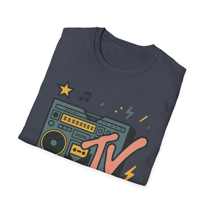 Retro MTV Vintage Leopardenmuster Musikfernsehen Grafik T-Shirt 80er 90er Throwback Unisex Band Shirt Animal Print Rock Style T-Shirt
