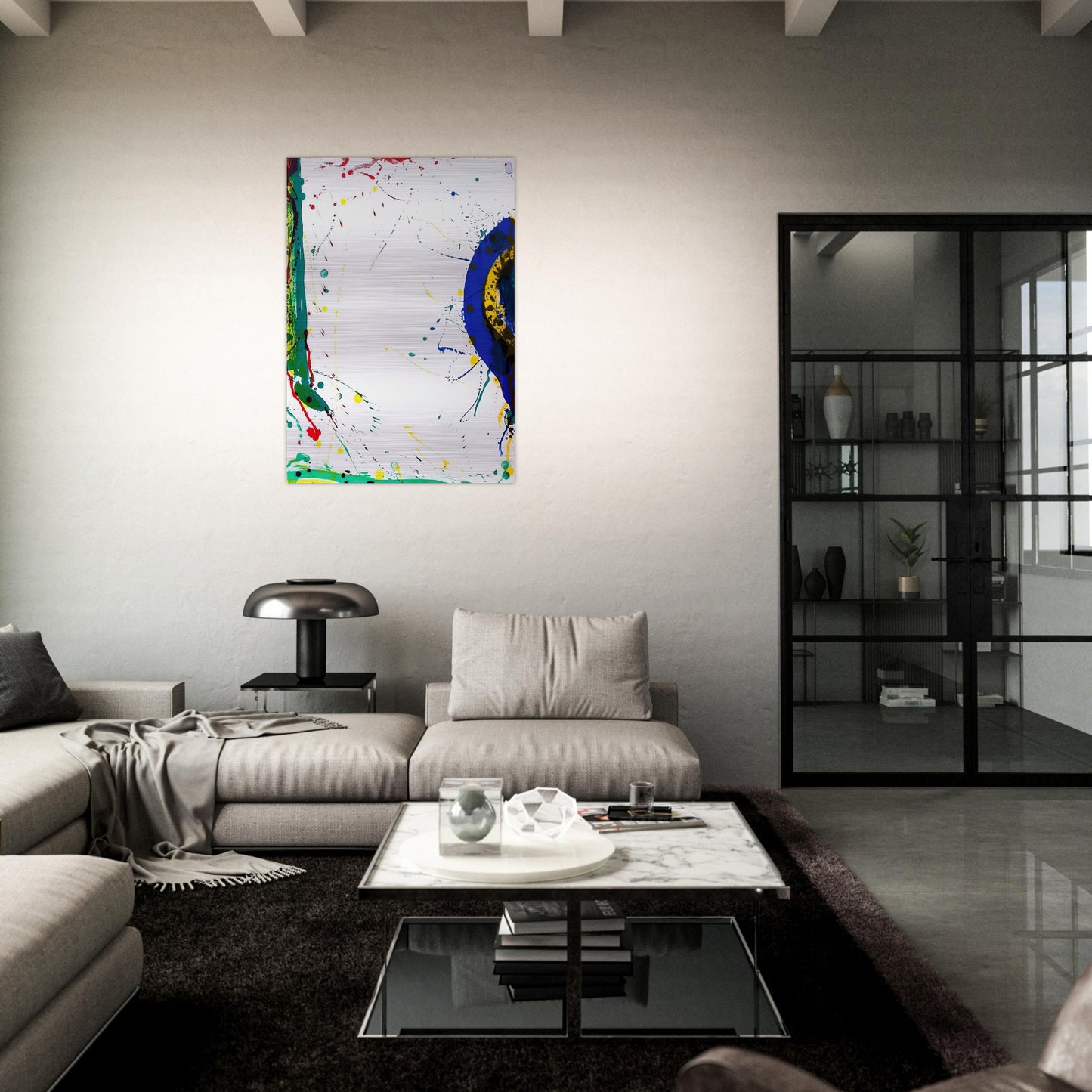 Untitled  SF-315  - Sam Francis Brushed Aluminum Print - 70x100 cm / 28x40 inches | Sam Francis Aluminum Print | Sam Francis Prints