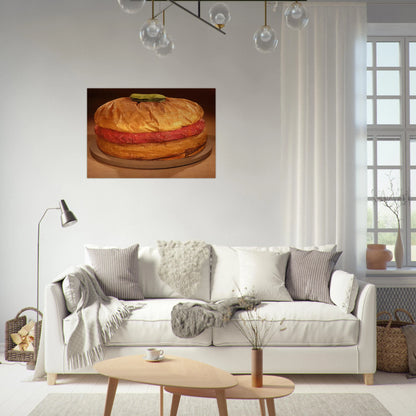 FLOOR BURGER GIANT HAMBURGER 1962 - Claes Oldenburg Brushed Aluminum Print - 70x100 cm / 28x40 inches | Claes Oldenburg Aluminum Print | Claes Oldenburg Prints