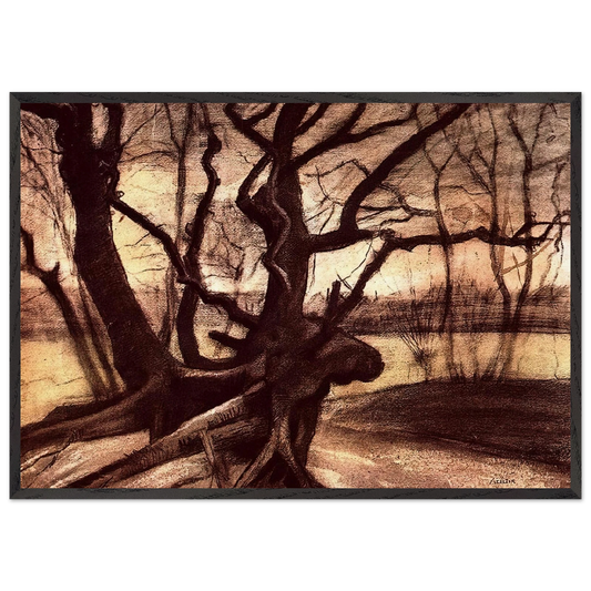 Study of a Tree - Vincent van Gogh 70x100 cm / 28x40 inches Framed Art Print – Black Wooden Frame