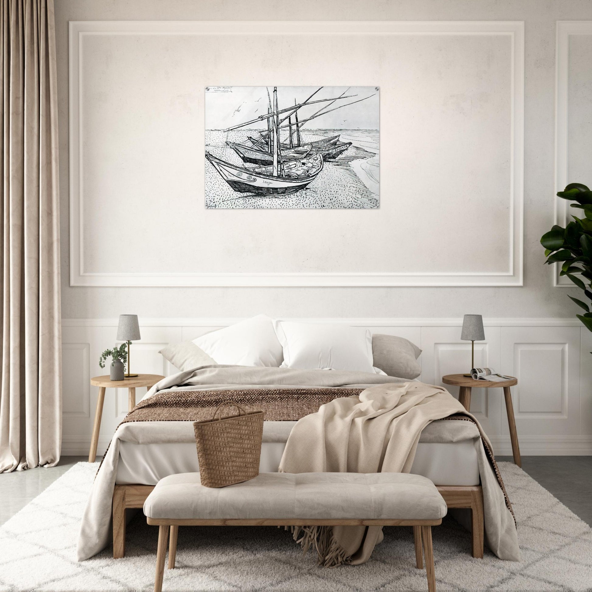 Fishing boats on the Beach at Les Saintes-Maries-de-la-Mer - Vincent van Gogh Acrylic Print - 70x100 cm / 28x40″ inches