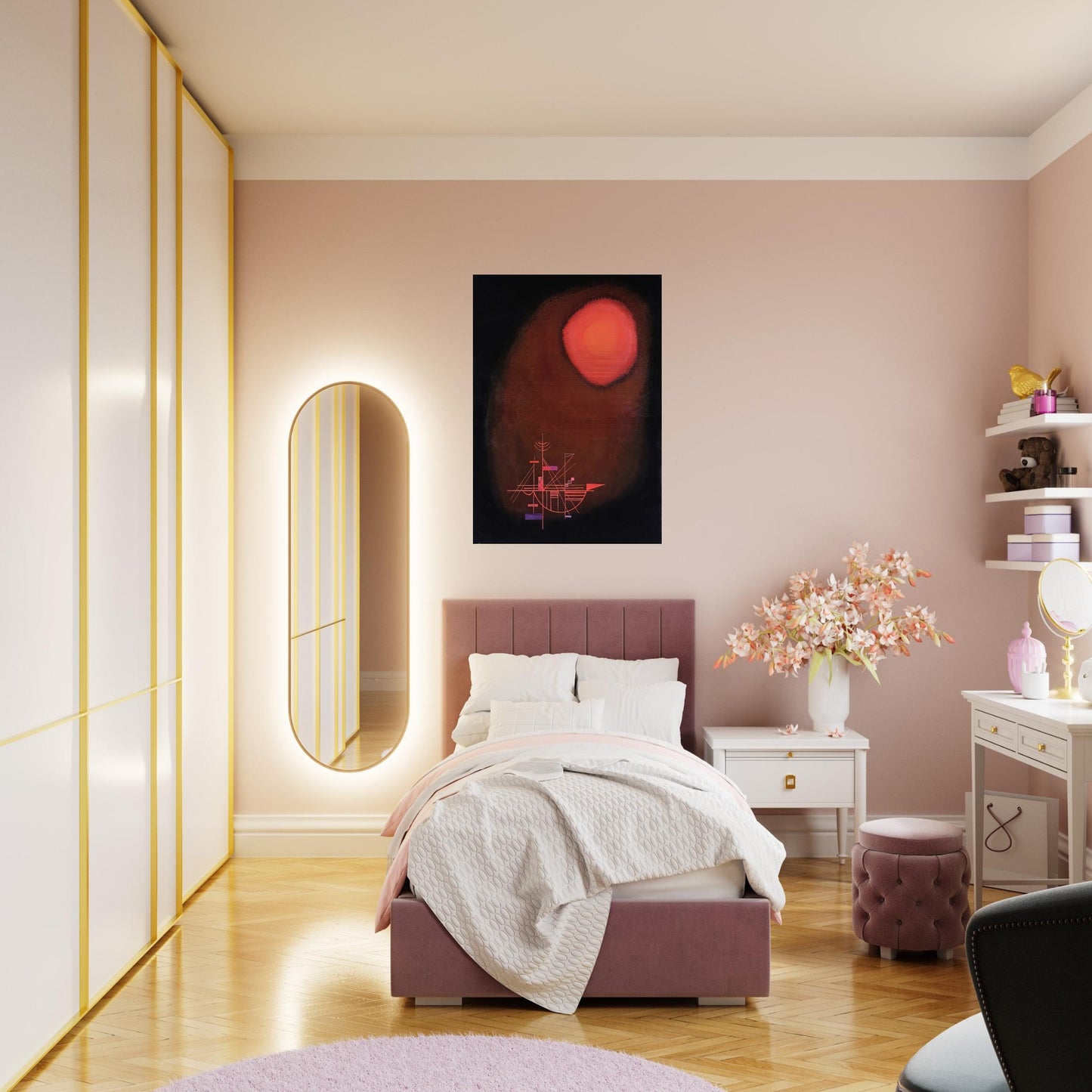 RED SUN AND SHIP - Wassily Kandinsky Brushed Aluminum Print - 70x100 cm / 28x40 inches | Wassily Kandinsky Aluminum Print | Wassily Kandinsky Prints