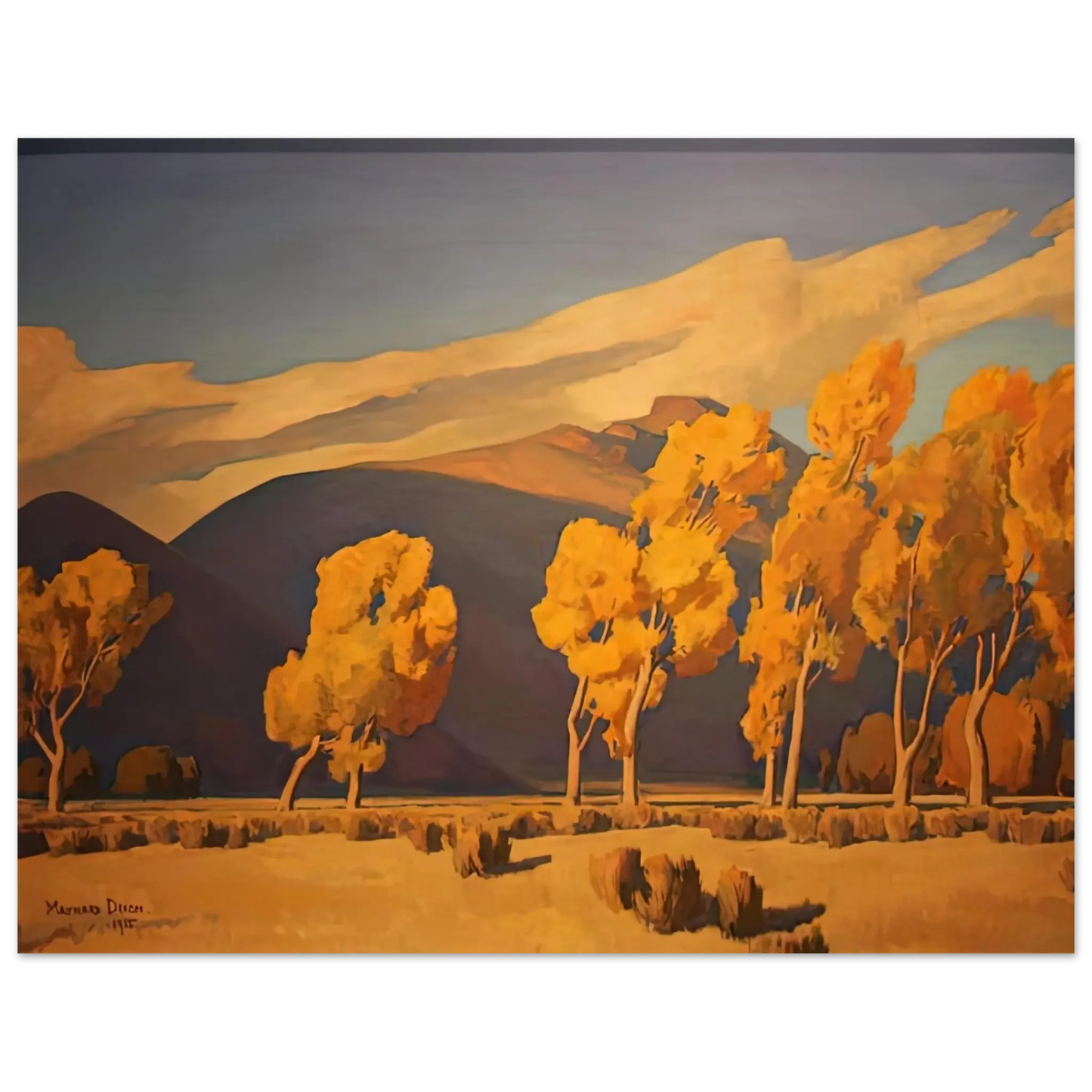 Maynard Dixon - NOVEMBER IN NEVADA 1935 Wall art - 27x35 cm / 11x14 Inches - Premium Wooden Framed Poster With Fine Art Paper - Wood frame