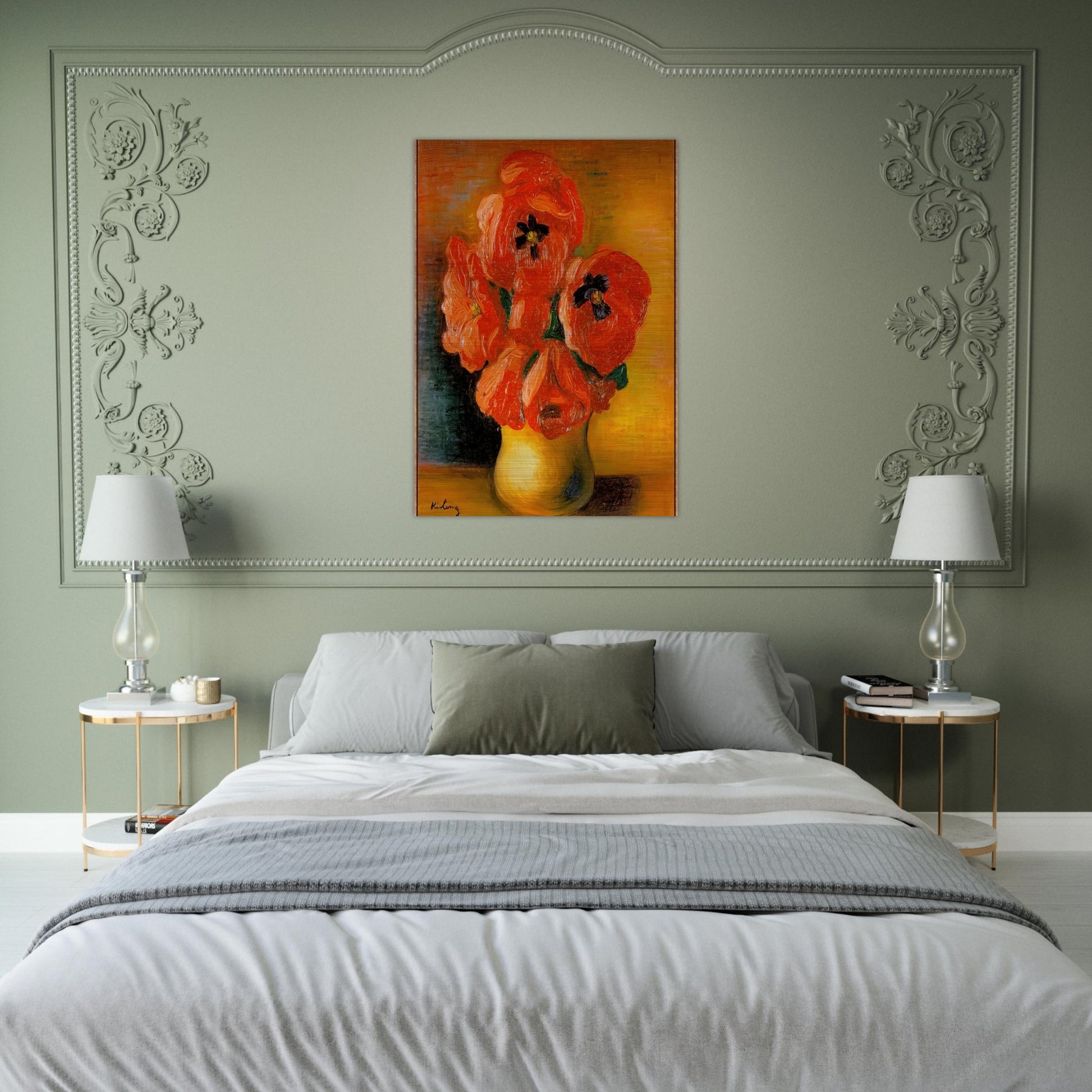 BOUQUET OF PEONIES - Moise Kisling Brushed Aluminum Print - 70x100 cm / 28x40 inches | Moise Kisling Aluminum Print | Moise Kisling Prints