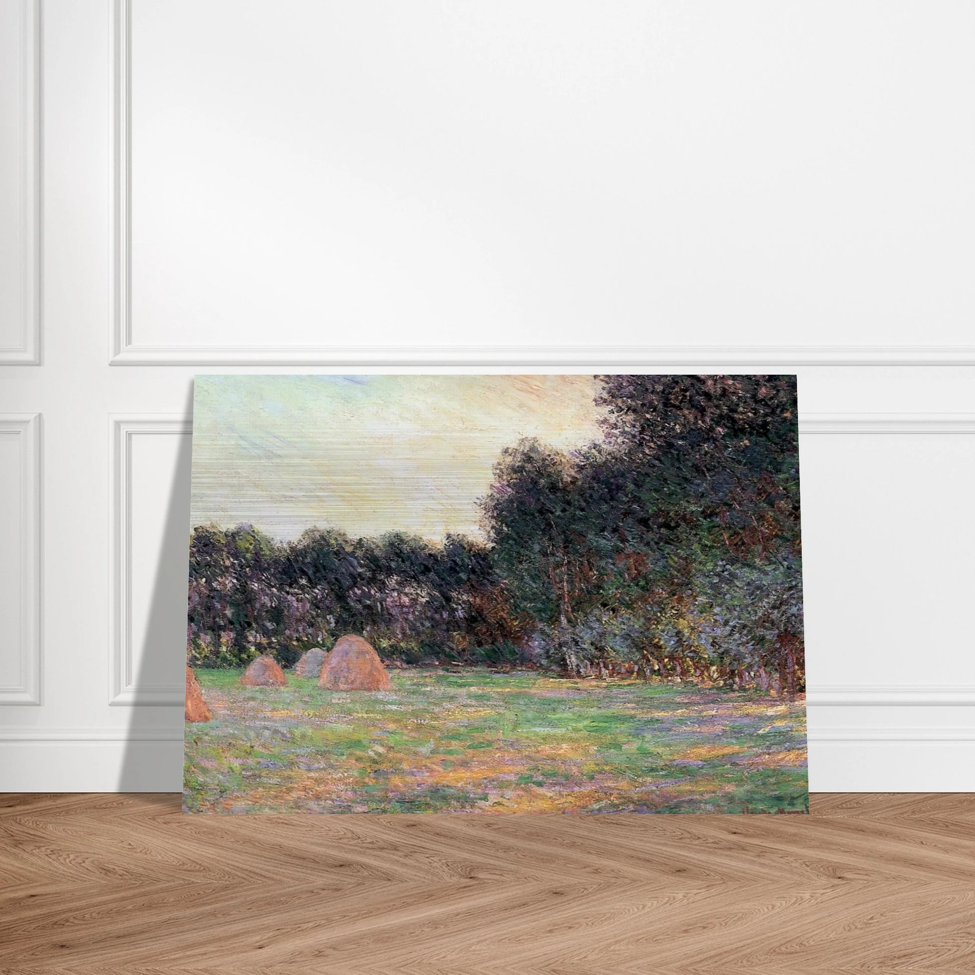Meadow with Haystacks near Giverny - claude monet Brushed Aluminum Print - 70x100 cm / 28x40 inches | claude monet Aluminum Print | claude monet Prints