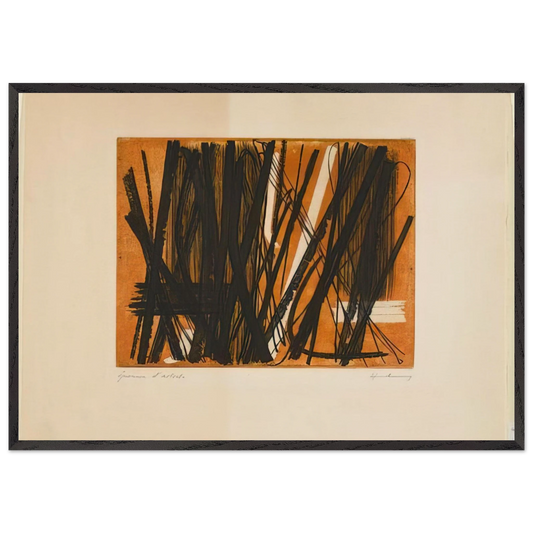 Etching 5 - 1953 - Hans Hartung 70x100 cm / 28x40 inches Framed Art Print – Black Wooden Frame