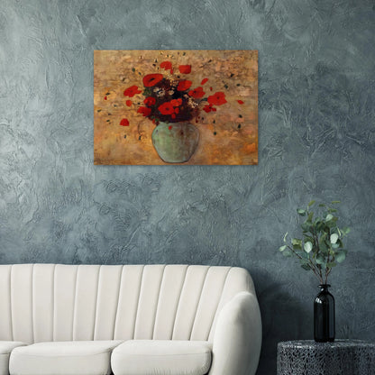 VASE OF POPPIES - Odilon Redon Brushed Aluminum Print - 70x100 cm / 28x40 inches | Odilon Redon Aluminum Print | Odilon Redon Prints